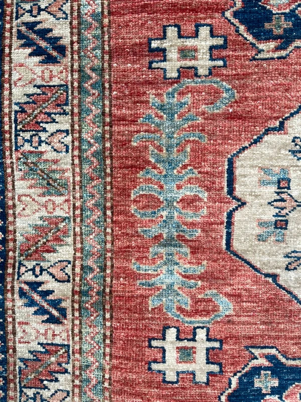 Hand Knotted Kazak Style Wool Rug 154x100cm Small Tribal Carpet — photograph 7