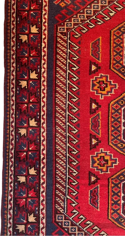 Vintage Oriental Persian tribal Rug200×110cm (6'7" × 3'7") Hand-Knotted Wool Gallery Mat c.70s — photograph 3