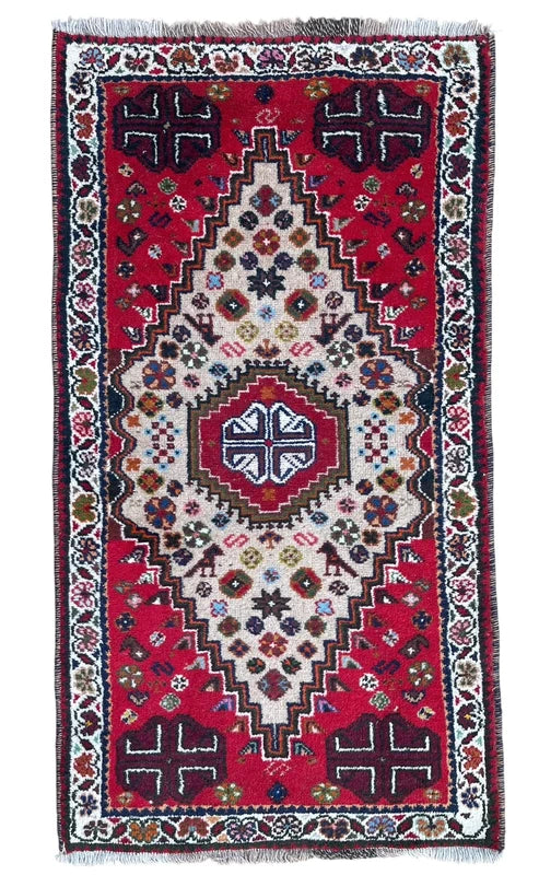Small Hand Knotted Persian Tribal Rug 132x75cm Wool Qashqai Style — photograph 1