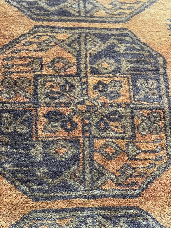 Handmade Bokhara Rug 159x108cm Gold Black Wool Small Carpet — photograph 15
