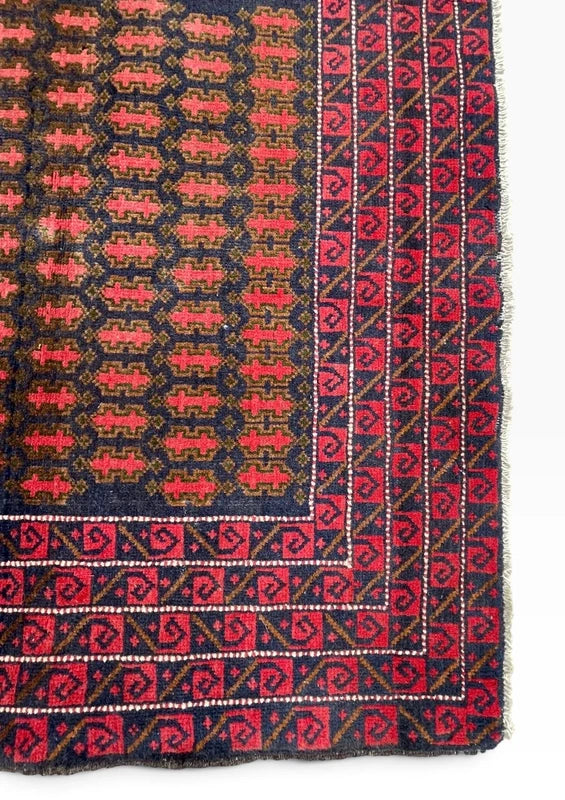 Vintage Afghan Baluch Hand Knotted Wool Rug 194x104cm Tribal Persian Style — photograph 8