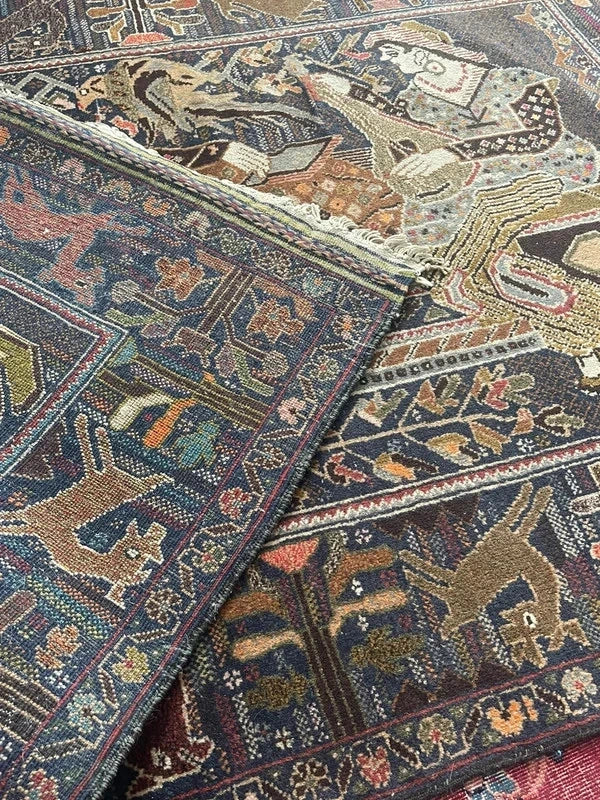 Vintage Persian Pictorial Rug 188 x 120 cm — photograph 13