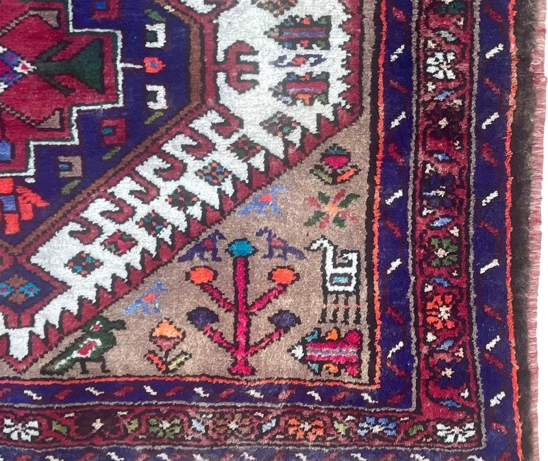 Vintage Persian Handmade Wool Rug – 145 x 102 cm – Tribal Geometric Design — photograph 19