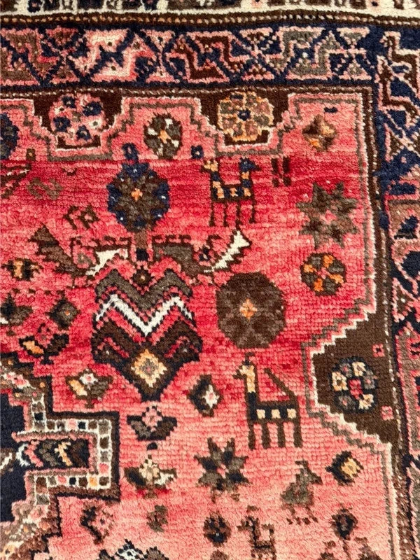 Large Vintage Persian Shiraz Hand Knotted Wool Rug 305x214cm Iranian Tribal Carpet — photograph 4