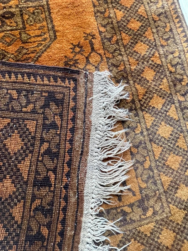 Handmade Bokhara Rug 159x108cm Gold Black Wool Small Carpet — photograph 6