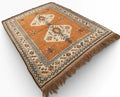 Vintage Wool Oriental Rug 162x129cm – Tribal Geometric Terracotta Blue — photograph 1