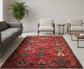 Old Persian Village Rug 242x107cm Handmade Red Tribal Carpet — photograph 1