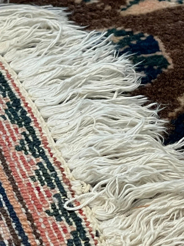 Vintage tribal Kazak-style rug – 200 x 144 cm – brown/ivory & navy — photograph 18