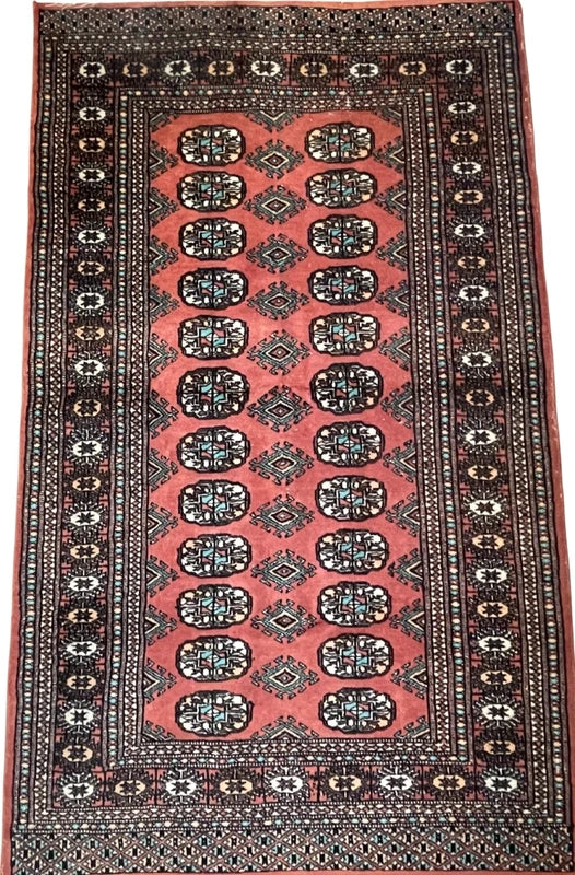 Vintage Pakistani Bokhara Hand Knotted Kayam wool Rug 156x94cm — photograph 6