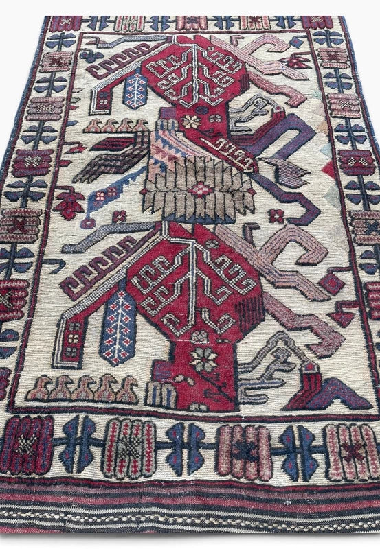Vintage handwoven Soumak / Sumak tribal rug, approx. 129 × 81 cm — photograph 5