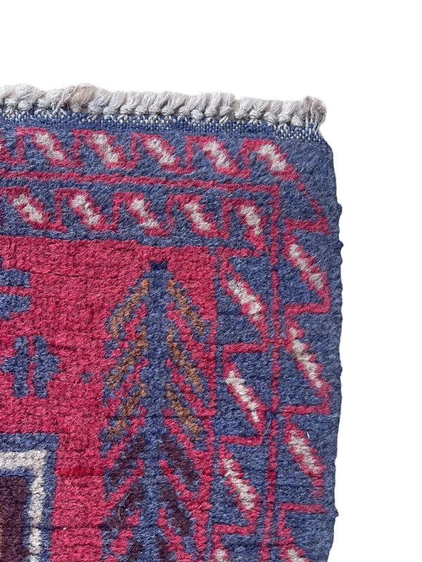 Vintage Hand-Knotted Afghan Baluch Rug 85 × 128 cm | Tribal Wool Carpet | Geometric Design — photograph 10