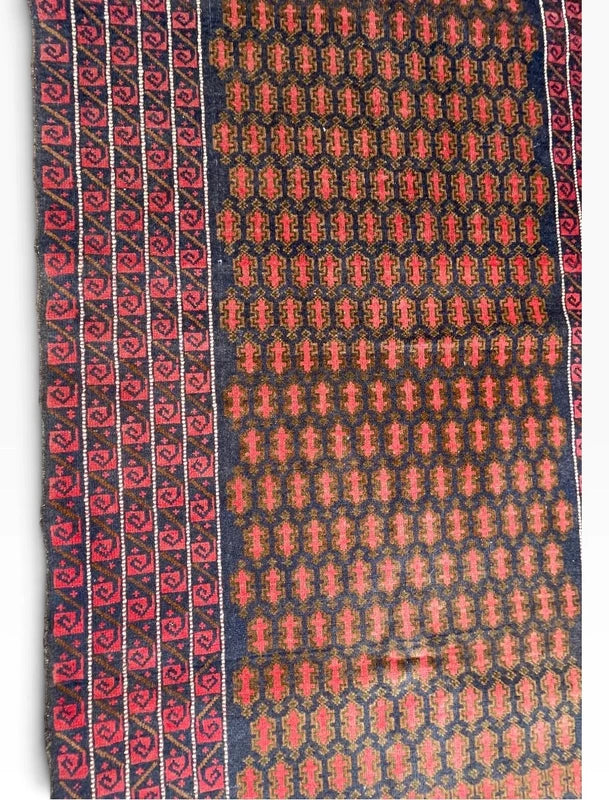 Vintage Afghan Baluch Hand Knotted Wool Rug 194x104cm Tribal Persian Style — photograph 10