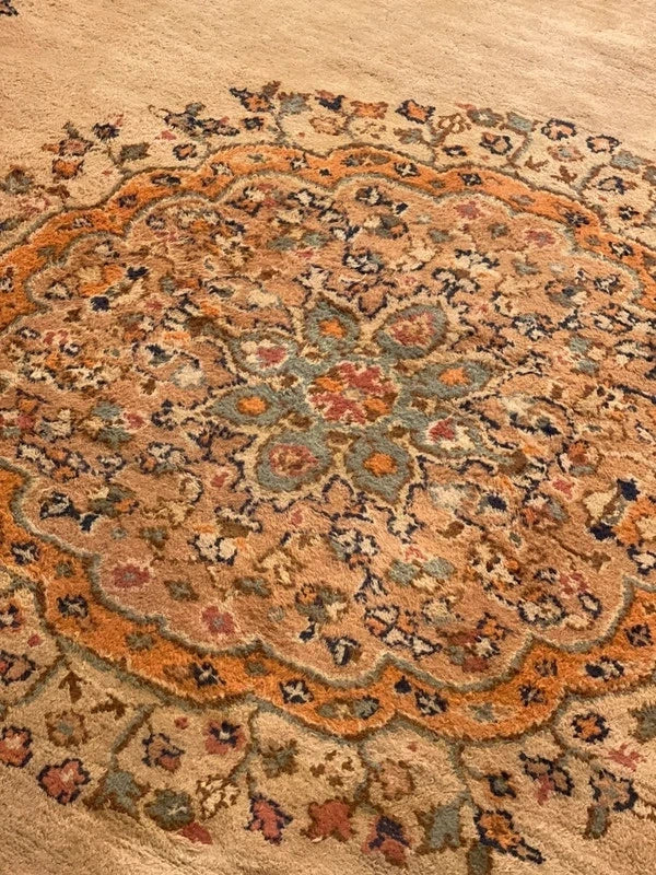 Large vintage Hand Knotted Wool Rug 293 x 246 cm – Traditional Medallion Persian Style — photograph 2