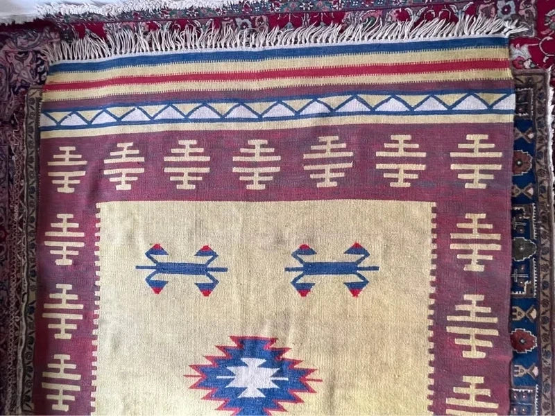 Large Handmade Tribal Kilim Rug 305 x 210 cm Reversible Flatweave Wool Carpet — photograph 3