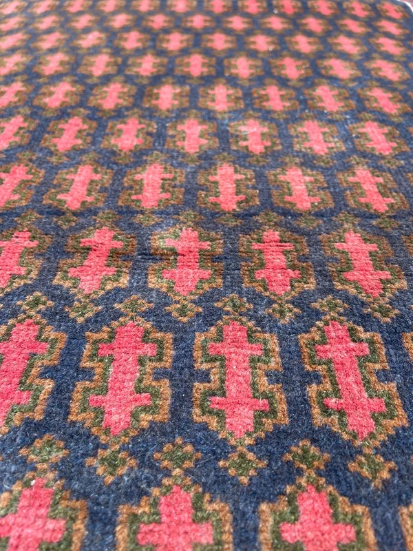 Vintage Afghan Baluch Hand Knotted Wool Rug 194x104cm Tribal Persian Style — photograph 14