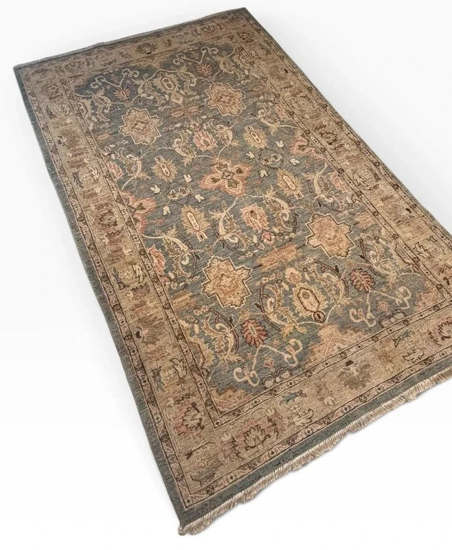Large Hand Knotted Wool Rug 241x151cm Muted Ziegler Chobi Style — photograph 18