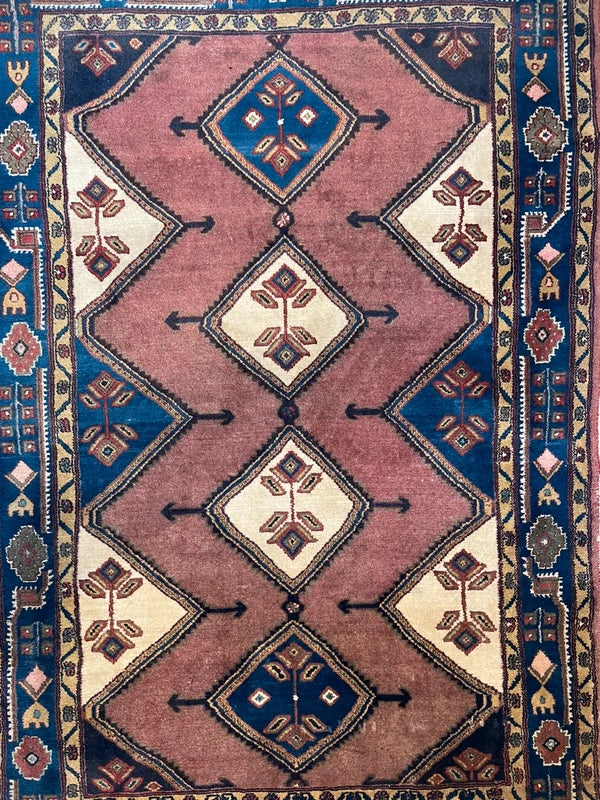 Vintage hand knotted wool tribal rug 227 x 150 cm Kazak Caucasian style — photograph 11