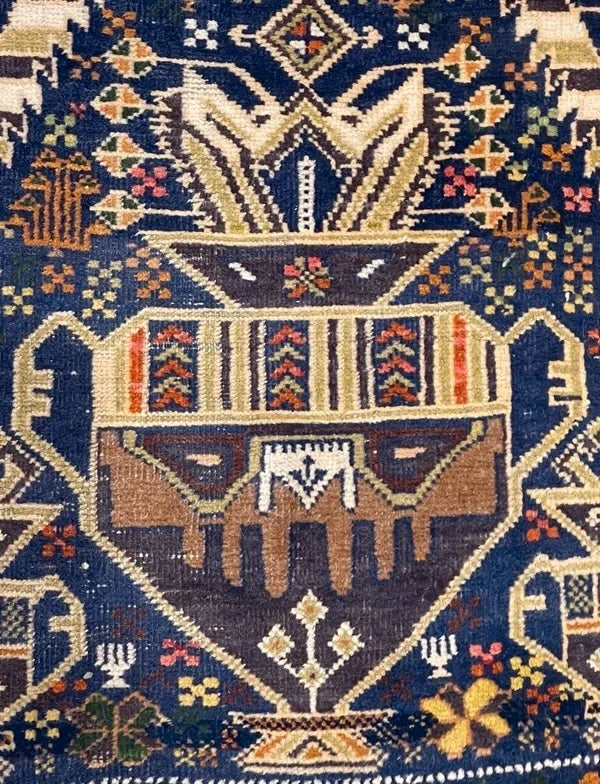 Vintage Persian Hand-Knotted Village Pictorial Wool Rug – Vase & Flower Design – 140 × 80 cm — photograph 10
