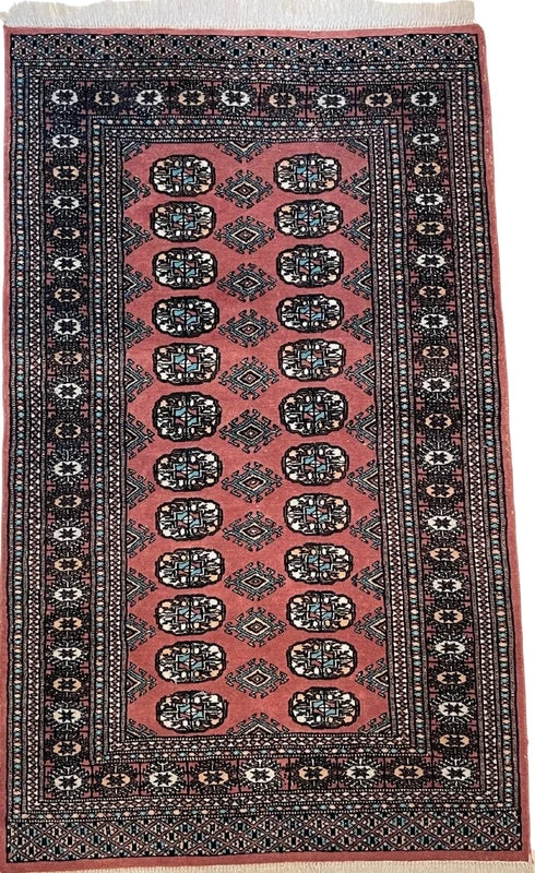 Vintage Pakistani Bokhara Hand Knotted Kayam wool Rug 156x94cm — photograph 3