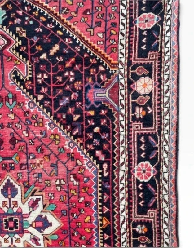 Vintage Hand-Knotted Persian Wool Rug – Large Red Medallion Carpet 148 x 247 cm — photograph 9