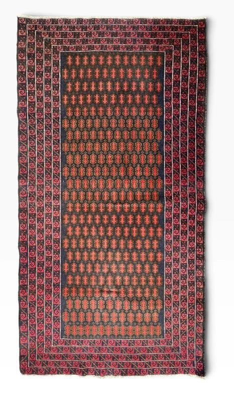 Vintage Afghan Baluch Hand Knotted Wool Rug 194x104cm Tribal Persian Style — photograph 3