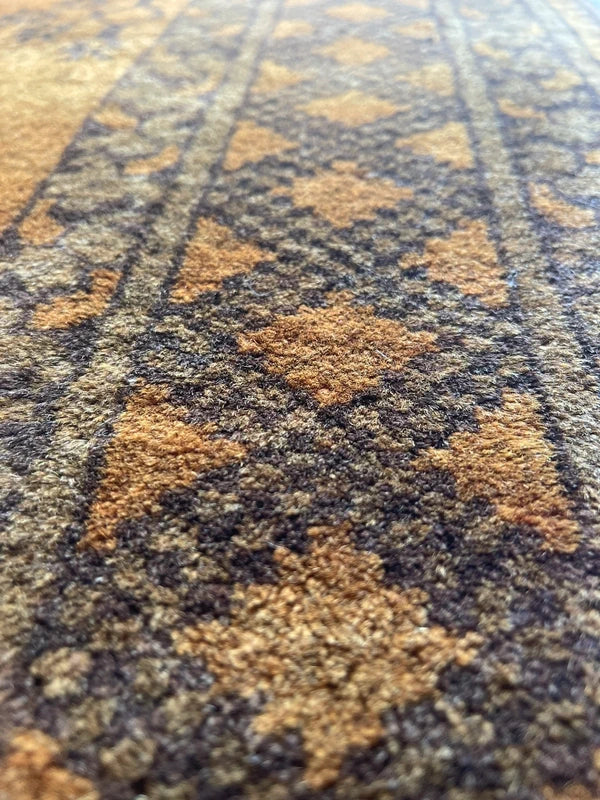 Handmade Bokhara Rug 159x108cm Gold Black Wool Small Carpet — photograph 17
