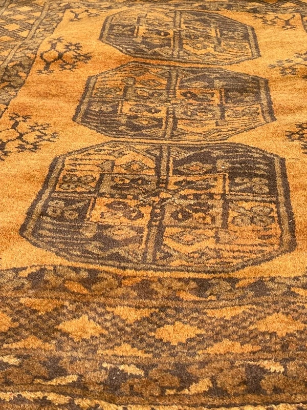 Handmade Bokhara Rug 159x108cm Gold Black Wool Small Carpet — photograph 2