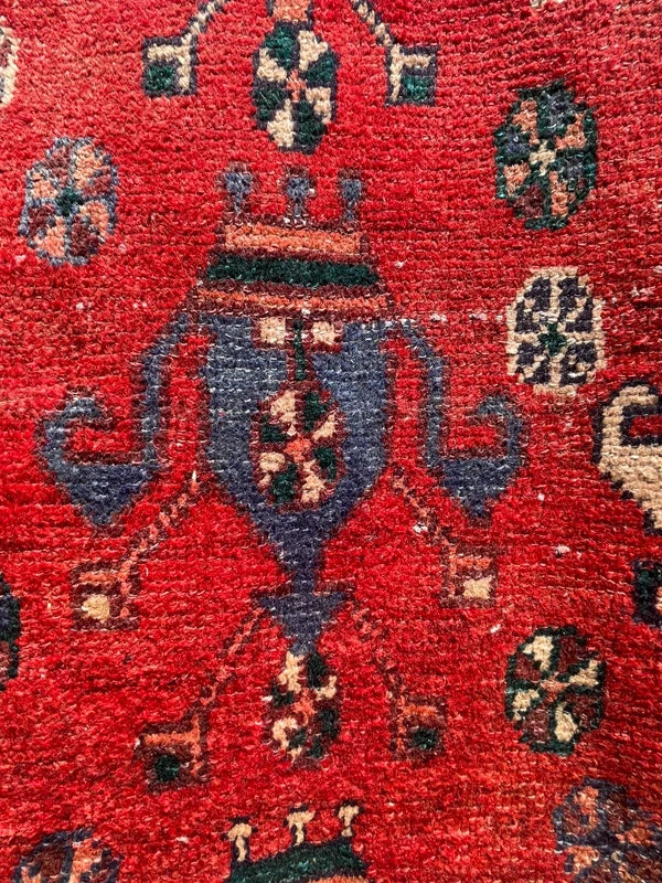 Old Persian Village Rug 242x107cm Handmade Red Tribal Carpet — photograph 15