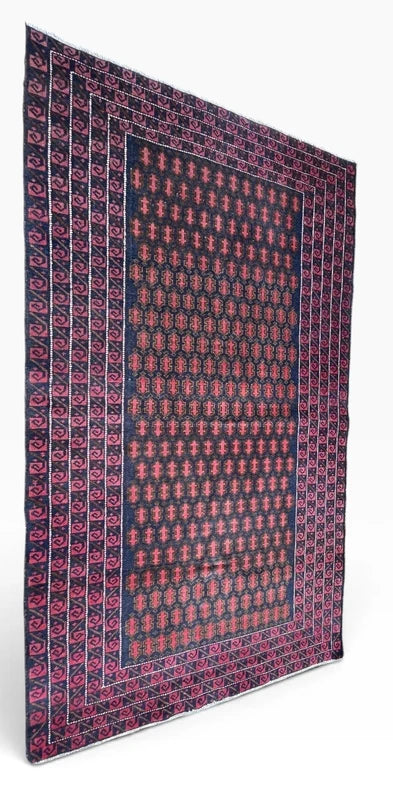 Vintage Afghan Baluch Hand Knotted Wool Rug 194x104cm Tribal Persian Style — photograph 5