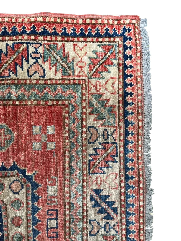Hand Knotted Kazak Style Wool Rug 154x100cm Small Tribal Carpet — photograph 8