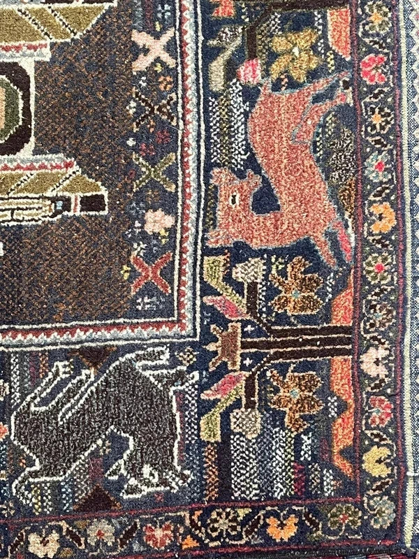 Vintage Persian Pictorial Rug 188 x 120 cm — photograph 6