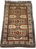 Hand-kontted Wool Kazak / Caucasian Style Rug – Rust & Blue – 202 × 138 cm — photograph 1