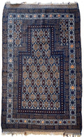 Vintage Baluch Rug 133 x 85 cm Hand Knotted Tribal Wool Carpet — photograph 1