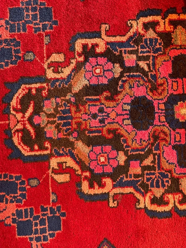 Large Handmade Persian Heriz Style Rug 303 x 159 cm Red Blue Wool Carpet — photograph 9