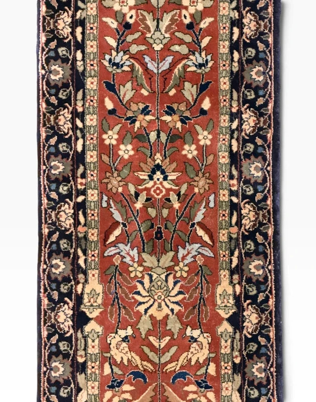 Handmade Chinese Silk Pile Runner Rug 164x35cm Tree of Life Vintage — photograph 8