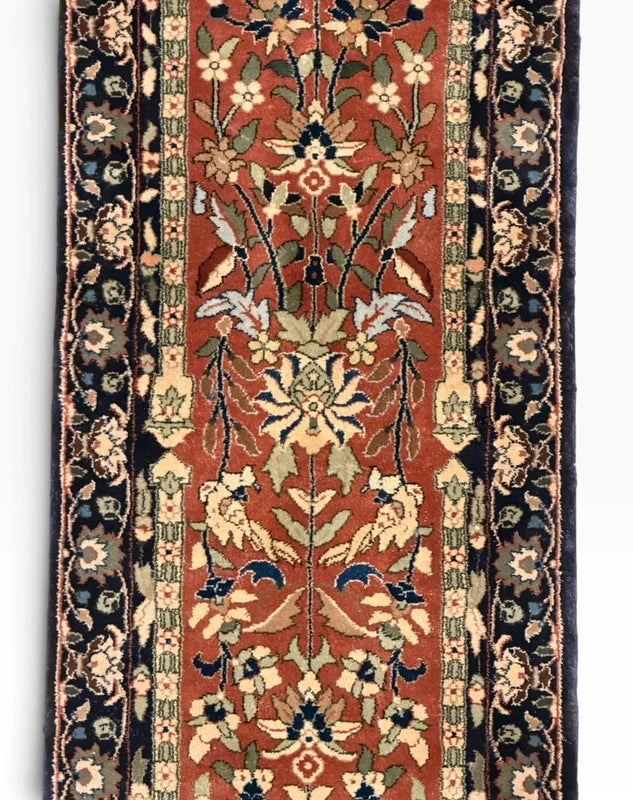Handmade Chinese Silk Pile Runner Rug 164x35cm Tree of Life Vintage — photograph 7