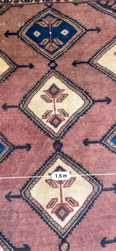 Vintage hand knotted wool tribal rug 227 x 150 cm Kazak Caucasian style — photograph 19