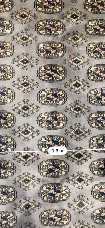 Hand knotted Bokhara style wool rug 130 x 187 cm grey vintage rug — photograph 16