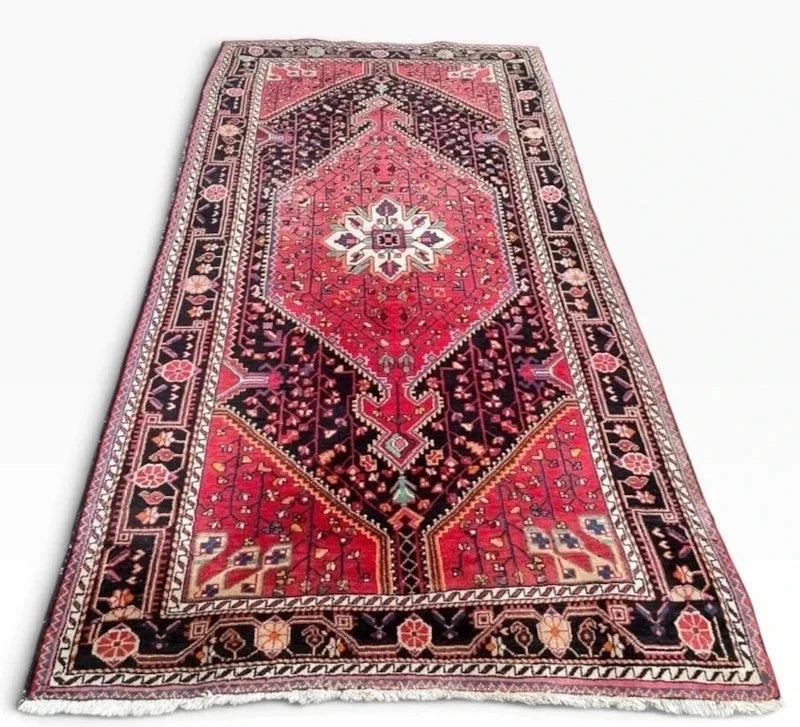 Vintage Hand-Knotted Persian Wool Rug – Large Red Medallion Carpet 148 x 247 cm — photograph 7