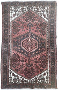 Vintage Persian Hamadan Rug 196x125cm Hand Knotted Wool Pink Tribal Carpet — photograph 1