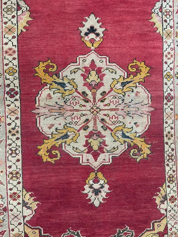 Old Vintage Hand Knotted Turkish Oushak Red Wool Rug 175 x 100 cm — photograph 10
