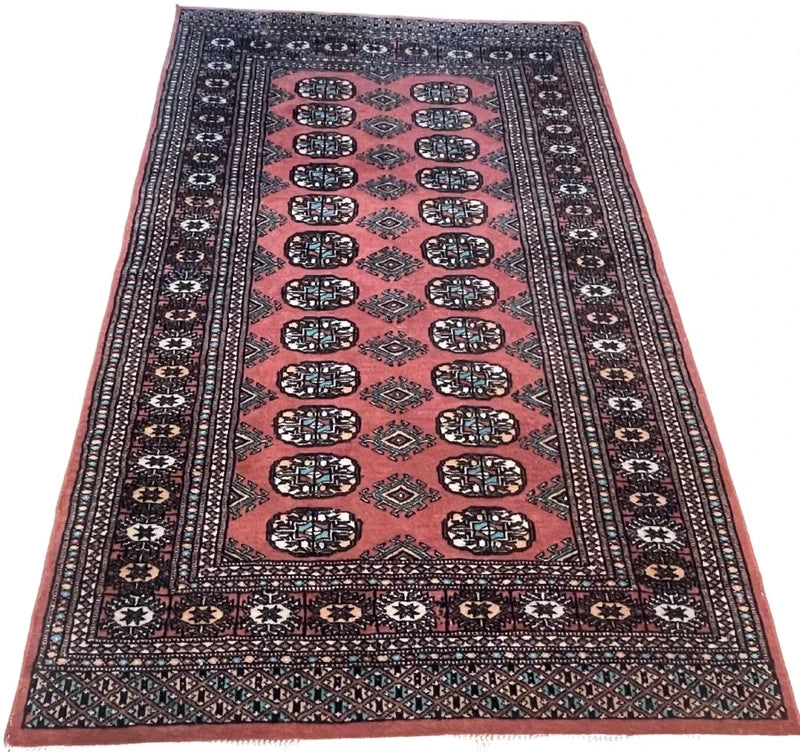 Vintage Pakistani Bokhara Hand Knotted Kayam wool Rug 156x94cm — photograph 1