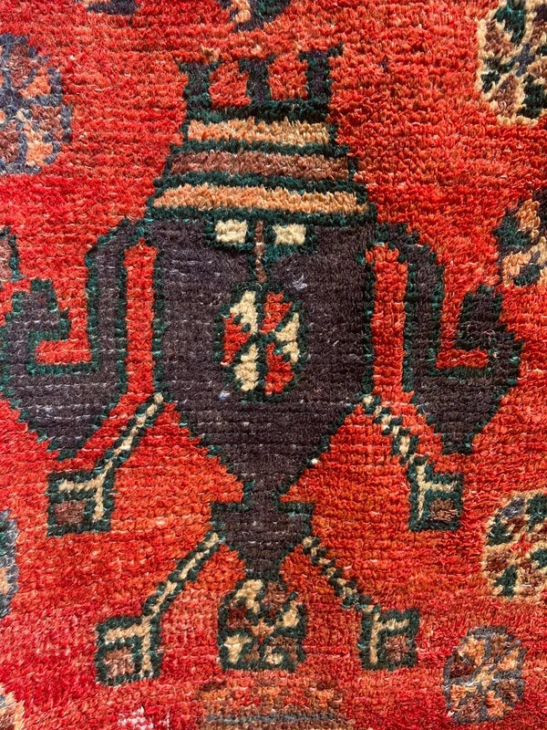 Old Persian Village Rug 242x107cm Handmade Red Tribal Carpet — photograph 17