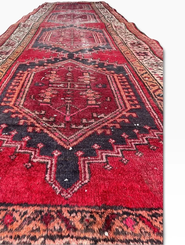 Vintage Persian Hand Knotted Wool Runner Rug 305x102cm Tribal — photograph 2
