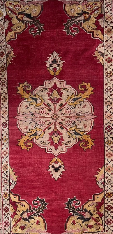 Old Vintage Hand Knotted Turkish Oushak Red Wool Rug 175 x 100 cm — photograph 2