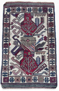 Vintage handwoven Soumak / Sumak tribal rug, approx. 129 × 81 cm — photograph 1