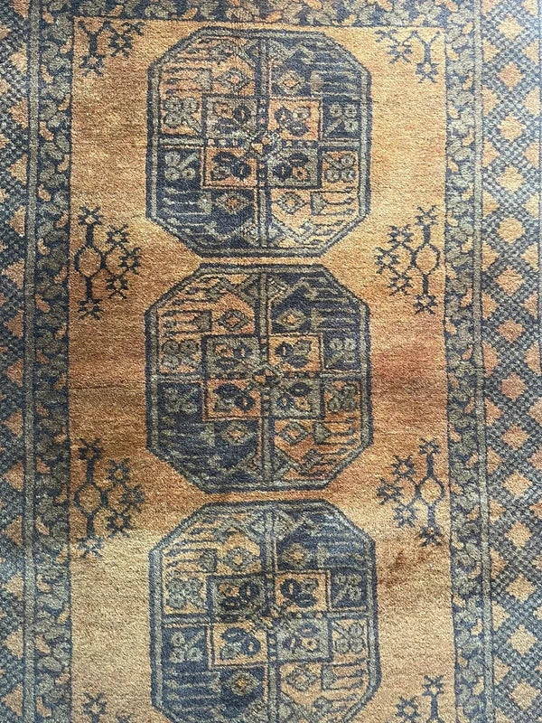 Handmade Bokhara Rug 159x108cm Gold Black Wool Small Carpet — photograph 7