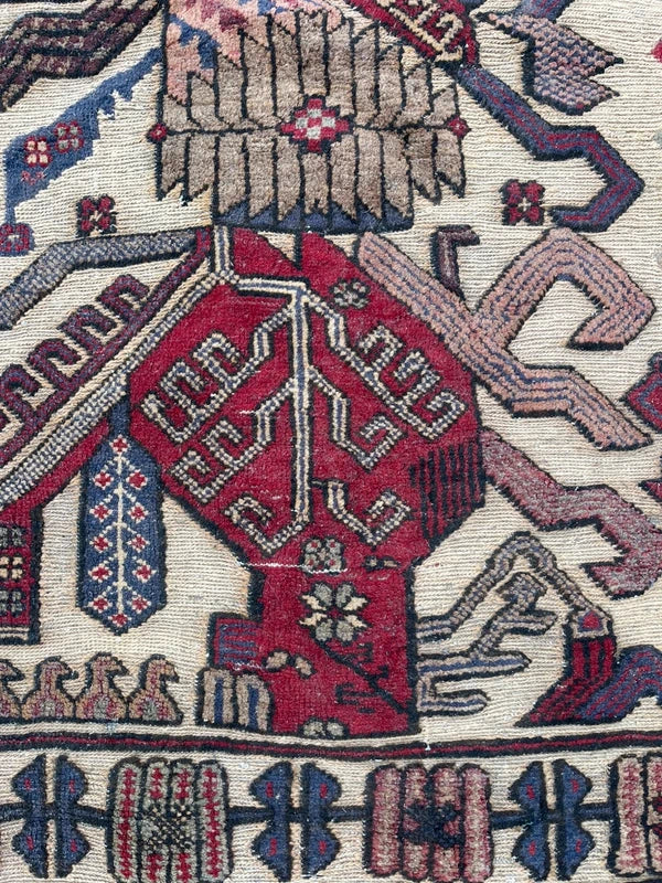 Vintage handwoven Soumak / Sumak tribal rug, approx. 129 × 81 cm — photograph 8