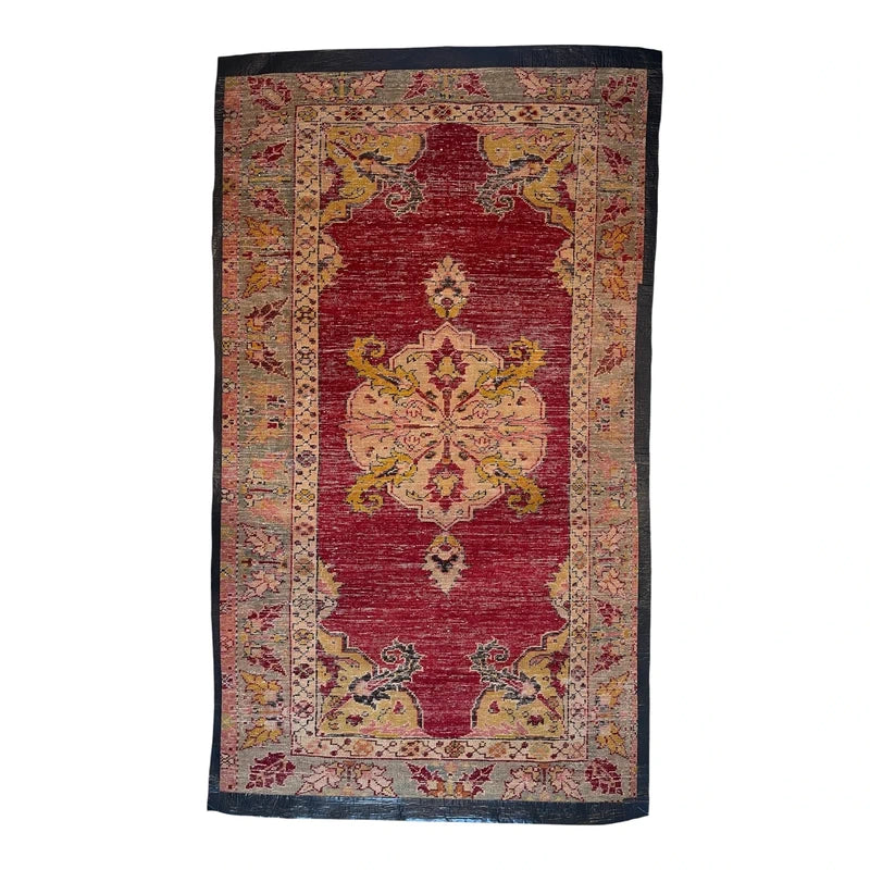 Old Vintage Hand Knotted Turkish Oushak Red Wool Rug 175 x 100 cm — photograph 14