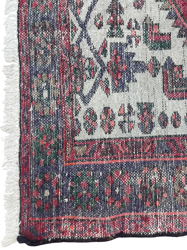 Vintage Persian Hamadan Rug 196x125cm Hand Knotted Wool Pink Tribal Carpet — photograph 10